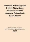 Abnormal Psychology CH&period; 2 2026 &vert; Study Guide&comma; Practice Questions&comma; Answers&comma; Rationales & Exam Review
