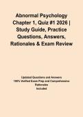 Abnormal Psychology Chapter 1&comma; Quiz &num;1 2026 &vert; Study Guide&comma; Practice Questions&comma; Answers&comma; Rationales & Exam Review