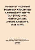 Introduction to Abnormal Psychology&colon; Key Concepts & Historical Perspectives 2026 &vert; Study Guide&comma; Practice Questions&comma; Answers&comma; Rationales & Exam Review&NewLine;&NewLine;