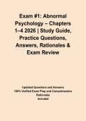 Exam &num;1&colon; Abnormal Psychology &ndash; Chapters 1&ndash;4 2026 &vert; Study Guide&comma; Practice Questions&comma; Answers&comma; Rationales & Exam Review