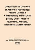 Comprehensive Overview of Abnormal Psychology&colon; History&comma; Causes & Contemporary Trends 2026 &vert; Study Guide&comma; Practice Questions&comma; Answers&comma; Rationales & Exam Review