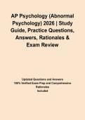 AP Psychology &lpar;Abnormal Psychology&rpar; 2026 &vert; Study Guide&comma; Practice Questions&comma; Answers&comma; Rationales & Exam Review