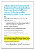 AALAS Laboratory Animal Technician &NewLine;Comprehensive Occupational Health and &NewLine;Safety Exam Questions And Correct &NewLine;Answers &lpar;Verified Answers&rpar; Plus &NewLine;Rationales 2026 Q&A &vert; Instant Download &NewLine;Pdf 