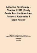 Abnormal Psychology &ndash; Chapter 1 2026 &vert; Study Guide&comma; Practice Questions&comma; Answers&comma; Rationales & Exam Review