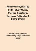 Abnormal Psychology 2026 &vert; Study Guide&comma; Practice Questions&comma; Answers&comma; Rationales & Exam Review