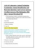 AALAS Laboratory Animal Technician &NewLine;Examination Animal Identification and &NewLine;Restraint Questions And Correct Answers &NewLine;&lpar;Verified Answers&rpar; Plus Rationales 2026 &NewLine;Q&A &vert; Instant Download Pdf 