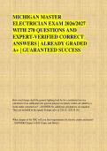 MICHIGAN MASTER &NewLine;ELECTRICIAN EXAM 2026&sol;2027 &NewLine;WITH 270 QUESTIONS AND &NewLine;EXPERT-VERIFIED CORRECT &NewLine;ANSWERS &vert; ALREADY GRADED &NewLine;A&plus; &vert; GUARANTEED SUCCESS