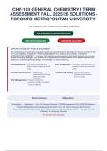 CHY-103 General Chemistry I Term Assessment Fall 2026&sol;27 Solutions - Toronto Metropolitan University