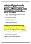 ADEX Dental Hygiene Examination &NewLine;Comprehensive Practice Assessment &NewLine;Questions And Correct Answers &lpar;Verified &NewLine;Answers&rpar; Plus Rationales 2026 Q&A &vert; &NewLine;Instant Download Pdf 