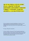 NR 327 MATERNAL STUDY GUIDE &NewLine;EXAM 1 2026&sol;2027 WITH 100 &NewLine;QUESTIONS AND EXPERT-VERIFIED &NewLine;CORRECT ANSWERS &vert; ALREADY &NewLine;GRADED A&plus; &vert; GUARANTEED PASS