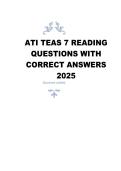 ATI TEAS 7 Reading Questions with Correct Answers 2025 &ndash; Study Guide