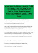 American Red Cross - Adult&comma; Child&NewLine;and Baby First Aid&sol;CPR&sol;AED&NewLine;Course Exam Questions and&NewLine;Answers &vert; Updated 2026 &vert; 100&percnt;&NewLine;Pass
