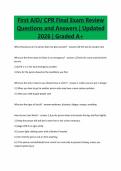 First AID&sol; CPR Final Exam Review&NewLine;Questions and Answers &vert; Updated&NewLine;2026 &vert; Graded A&plus;