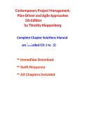 Solution Manual for Contemporary Project Management&colon; Plan-Driven and Agile Approaches 5th Edition by Timothy Kloppenborg &vert; Chapters 1-15