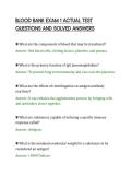 BLOOD BANK EXAM 1 ACTUAL TEST&NewLine;QUESTIONS AND SOLVED ANSWERS
