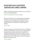BLOOD BANK EXAM 1 EXAM REVIEW&NewLine;QUESTIONS AND CORRECT ANSWERS