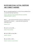 BLOOD BANK EXAM 2 ACTUAL QUESTIONS&NewLine;AND CORRECT ANSWERS&NewLine;