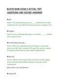 BLOOD BANK EXAM 2 ACTUAL TEST&NewLine;QUESTIONS AND SOLVED ANSWERS