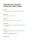 BLOOD BANK EXAM 2 EXAM REVIEW&NewLine;QUESTIONS AND CORRECT ANSWERS