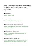 BMAL 590 LEGAL ENVIRONMENT OF BUSINESS&NewLine;COMPLETE STUDY GUIDE WITH SOLVED&NewLine;QUESTIONS&NewLine;