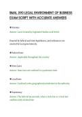 BMAL 590 LEGAL ENVIRONMENT OF BUSINESS&NewLine;EXAM SCRIPT WITH ACCURATE ANSWERS&NewLine;