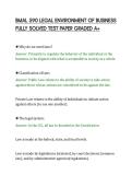 BMAL 590 LEGAL ENVIRONMENT OF BUSINESS&NewLine;FULLY SOLVED TEST PAPER GRADED A&plus;