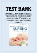 Test Bank for Maternal-Newborn Nursing&colon; The Critical Components of Nursing Care&comma; 3rd Edition by Durham & Chapman &ndash; Complete Exam Questions & Answers