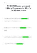 NURS 190 Physical Assessment&NewLine;Midterm&vert; Comprehensive Q&A For&NewLine;Certification Success