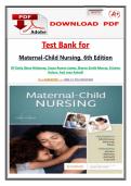 Test Bank For Maternal-Child Nursing&comma; 6th Edition By Emily Slone Mckinney&comma; Susan James&comma; Sharon Murray&comma; Kristine Nelson And Jean Ashwill &comma;All Chapters &vert;&vert;&lpar;A&plus;&rpar; GUARANTEE &vert;Latest 2026 Version &period; 