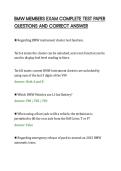 BMW MEMBERS EXAM COMPLETE TEST PAPER&NewLine;QUESTIONS AND CORRECT ANSWER&NewLine;