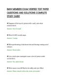 BMW MEMBERS EXAM VERIFIED TEST PAPER&NewLine;QUESTIONS AND SOLUTIONS COMPLETE&NewLine;STUDY GUIDE&NewLine;