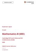 OCR A Level Mathematics B &lpar;MEI&rpar; &lpar;H640&sol;01&rpar; Summer 2026 Examiners&rsquo; Report  paper 1 June 2026