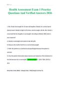 Health Assessment Exam 1 Practice&NewLine;Questions And Verified Answers 2026