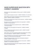 IAHSS SUPERVISOR QUESTION WITH CORRECT ANSWERS