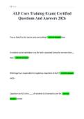 ALF Core Training Exam&vert; Certified&NewLine;Questions And Answers 2026