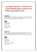  ATI Dosage Calculation Critical Care 5 Versions Bundled Together&comma; Practice Questions and Verified Answers&comma; Nursing Medication Math&comma; Critical Care Calculations and Exam Preparation
