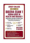 BIO 204 Exam 1 Human Body in Health and Disease I  Questions And Answers 2026&sol;2027 Jersey College