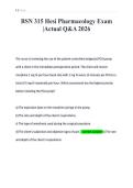 BSN 315 Hesi Pharmacology Exam&NewLine;&vert;Actual Q&A 2026