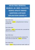 NR 601 FINAL DEMENTIA&comma; DELIRIUM&comma; AD&comma; GRIEF&comma; PALLIATIVE&comma; HOSPICE UPDATE VERIFIED QUESTIONS & DETAILED EXPLANATIONS GRADED A&plus;