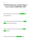 FNP 652 Final Exam &vert; Family Primary&NewLine;Care I Exam&vert; Certified Q&A 2026