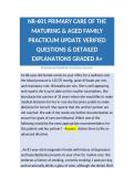 NR-601 PRIMARY CARE OF THE MATURING & AGED FAMILY PRACTICUM UPDATE VERIFIED QUESTIONS & DETAILED EXPLANATIONS GRADED A&plus;