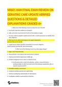 NR601 HAM FINAL EXAM REVIEW ON GERIATRIC CARE UPDATE VERIFIED QUESTIONS & DETAILED EXPLANATIONS GRADED A&plus;