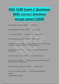 NSG 4100 Exam 2 Questions&NewLine;With Correct Solutions&NewLine;actual exam&excl;&excl;&excl;2026