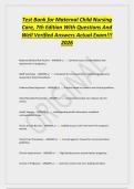 Test Bank for Maternal Child Nursing&NewLine;Care&comma; 7th Edition With Questions And&NewLine;Well Verified Answers Actual Exam&excl;&excl;&excl;&NewLine;2026