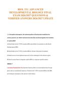 BIOL 331 &vert; ADVANCED&NewLine;DEVELOPMENTAL BIOLOGY FINAL&NewLine;EXAM 2026&sol;2027 QUESTIONS &&NewLine;VERIFIED ANSWERS 2026&sol;2027 UPDATE