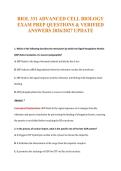BIOL 331 ADVANCED CELL BIOLOGY&NewLine;EXAM PREP QUESTIONS & VERIFIED&NewLine;ANSWERS 2026&sol;2027 UPDATE