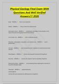 Physical Geology Final Exam With&NewLine;Questions And Well Verified&NewLine;Answers&excl;&excl;&excl; 2026
