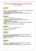 Screening & Diagnostic Testing exam Questions with Correct Answers