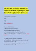 Georgia Real Estate Practice Exam 52 &NewLine;Questions 2026&sol;2027 &vert; Complete State Exam Review &vert; Questions & Answers &NewLine;