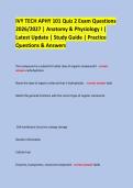 IVY TECH APHY 101 Quiz 2 Exam Questions &NewLine;2026&sol;2027 &vert; Anatomy & Physiology I &vert; Latest Update &vert; Study Guide &vert; Practice Questions & Answers &NewLine;